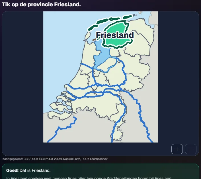 Voorbeeld uit een topografie-les in SlimSnap